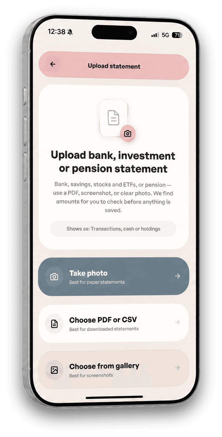 WealthMotley statement upload screen